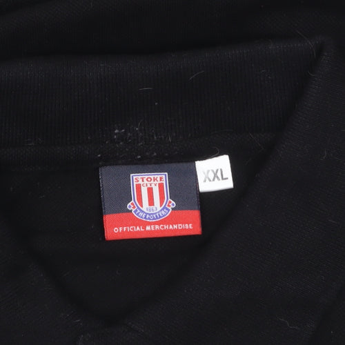 Stoke City Mens Black 2XL Cotton Polo Shirt Football Top