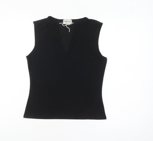 Internacionale Women's Black V-Neck Sleeveless Tank Top Size 14