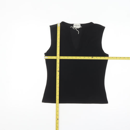 Internacionale Women's Black V-Neck Sleeveless Tank Top Size 14