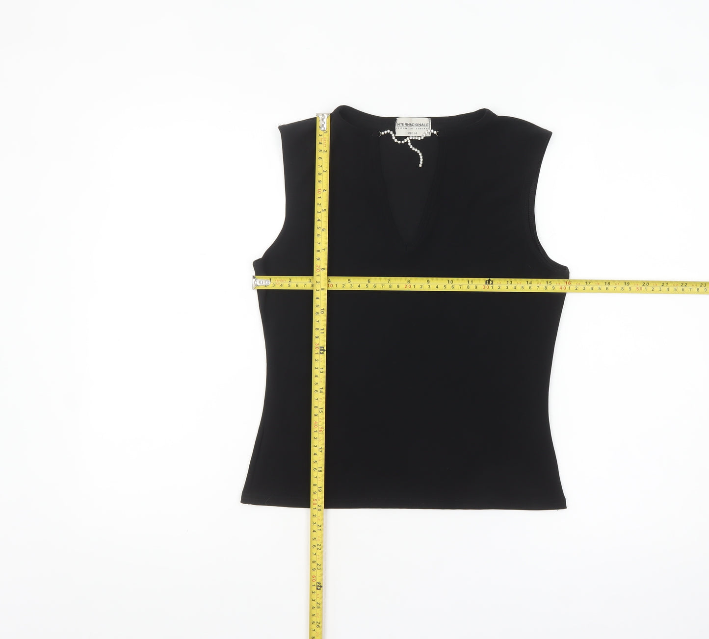 Internacionale Women's Black V-Neck Sleeveless Tank Top Size 14