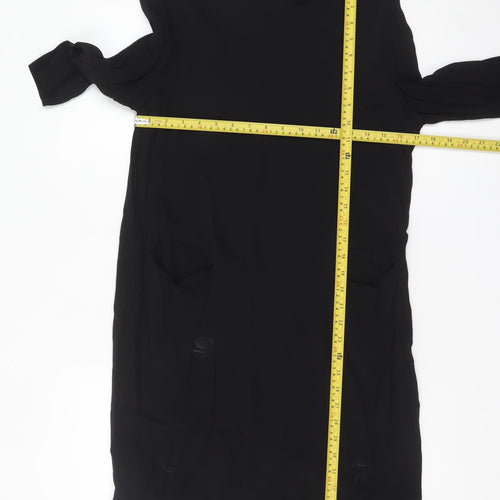 & Other Stories Women Black Viscose Shift Dress Size 8 Knee Length