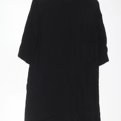 & Other Stories Women Black Viscose Shift Dress Size 8 Knee Length