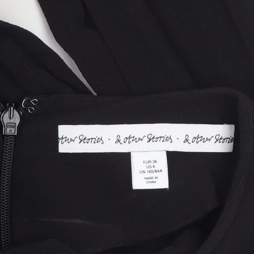 & Other Stories Women Black Viscose Shift Dress Size 8 Knee Length