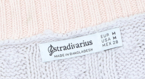 Stradivarius Womens Multicoloured Cotton Knit Sleeveless V-Neck Vest Size 12