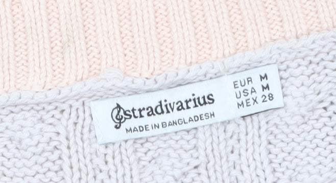 Stradivarius Womens Multicoloured Cotton Knit Sleeveless V-Neck Vest Size 12