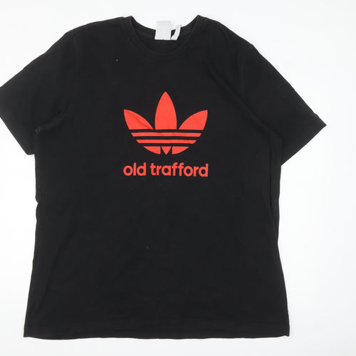 Adidas Mens Black Old Trafford 2XL Cotton Graphic T-Shirt