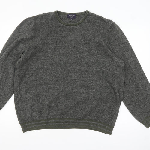 Marks and Spencer Mens Grey 2XL Crew Neck Cotton Pullover Jumper