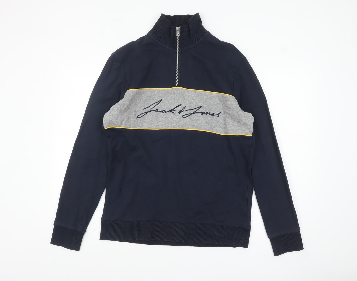Jack & Jones Men's Blue L High Neck 1/2 Zip Sweatshirt