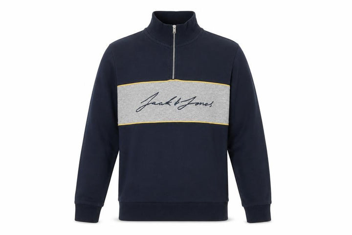 Jack & Jones Men's Blue L High Neck 1/2 Zip Sweatshirt