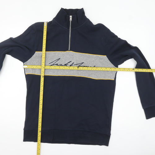 Jack & Jones Men's Blue L High Neck 1/2 Zip Sweatshirt