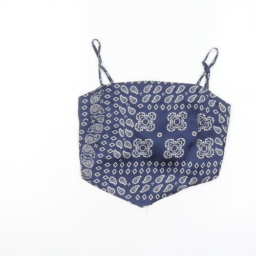 Stradivarius Women's Blue Paisley Camisole Tank Top M