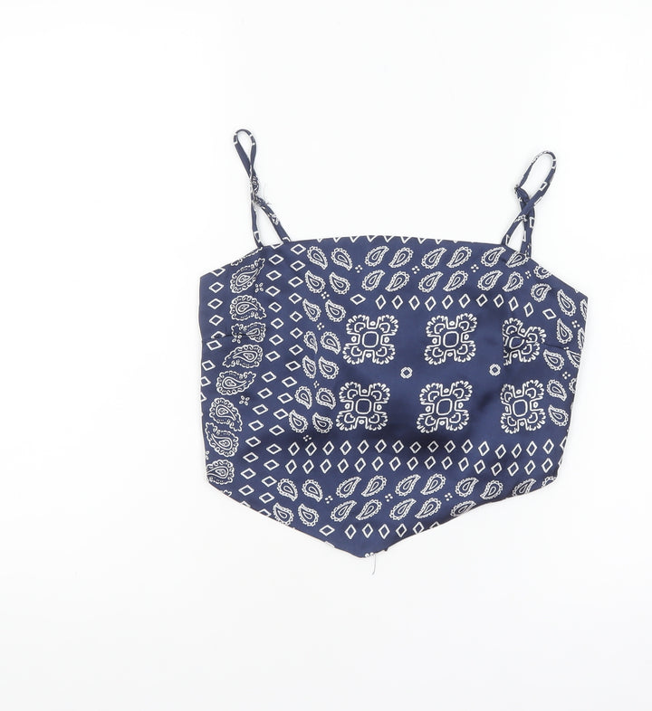 Stradivarius Women's Blue Paisley Camisole Tank Top M