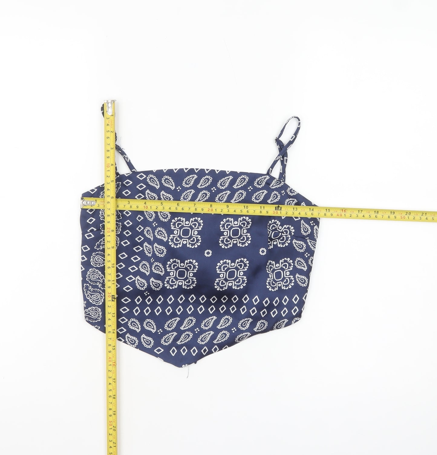 Stradivarius Women's Blue Paisley Camisole Tank Top M