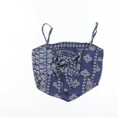 Stradivarius Women's Blue Paisley Camisole Tank Top M