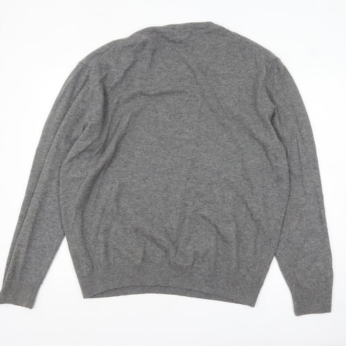 Avenue Men’s Grey Wool V-Neck Jumper 2XL Classic Fit
