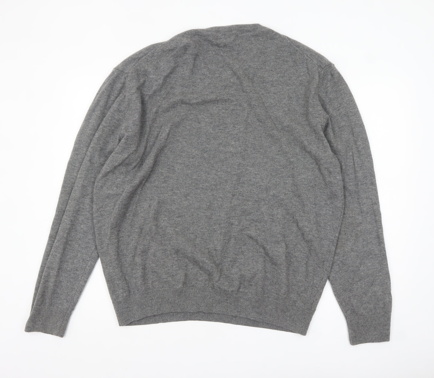 Avenue Men’s Grey Wool V-Neck Jumper 2XL Classic Fit
