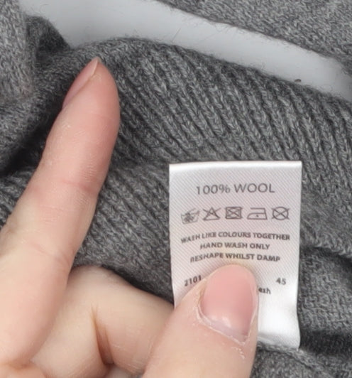 Avenue Men’s Grey Wool V-Neck Jumper 2XL Classic Fit