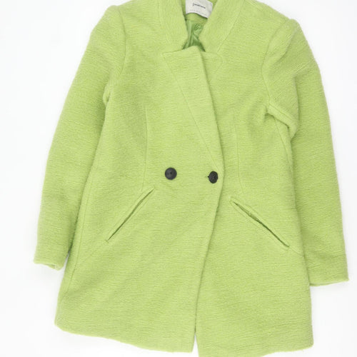 Stradivarius Womens Green Wool Blend Mid-Length Coat Size S
