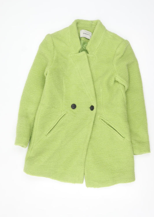 Stradivarius Womens Green Wool Blend Mid-Length Coat Size S