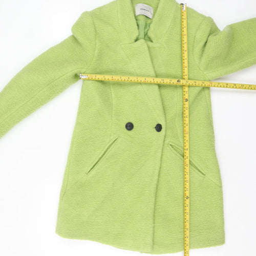 Stradivarius Womens Green Wool Blend Mid-Length Coat Size S