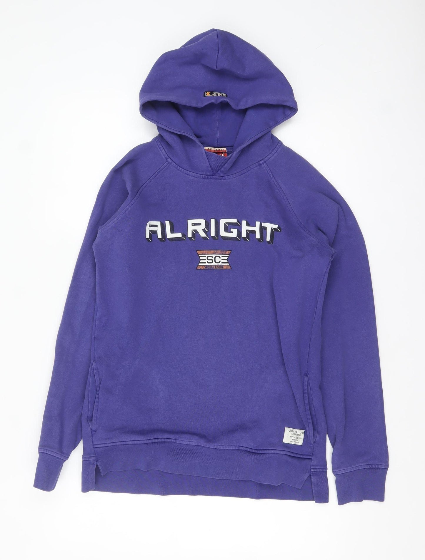 Scotch & Soda Women Purple Pullover Hoodie Size 14 Cotton Blend Casual