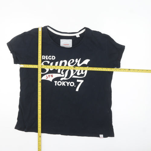 Superdry Womens Blue XL Vintage Tokyo T-Shirt Casual Cotton