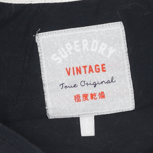 Superdry Womens Blue XL Vintage Tokyo T-Shirt Casual Cotton