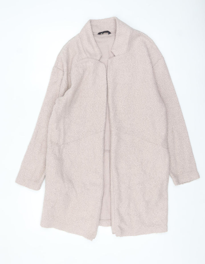 Marks and Spencer Women Pale Pink Size 12 Long Knit Coatigan