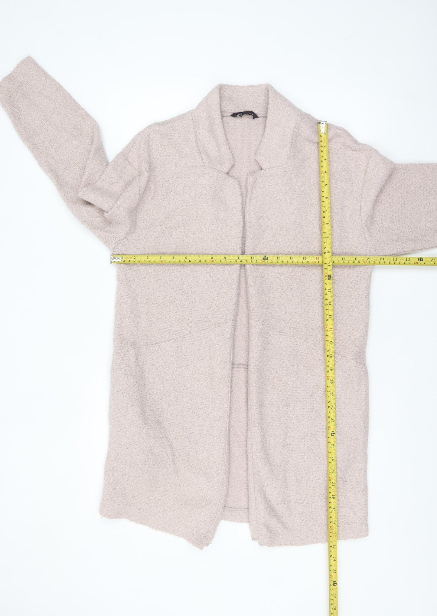 Marks and Spencer Women Pale Pink Size 12 Long Knit Coatigan