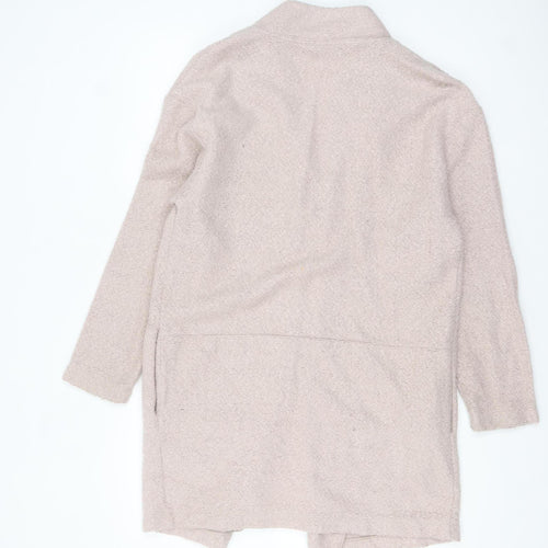 Marks and Spencer Women Pale Pink Size 12 Long Knit Coatigan