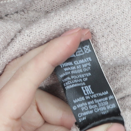 Marks and Spencer Women Pale Pink Size 12 Long Knit Coatigan