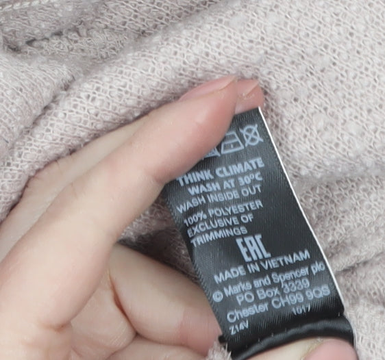 Marks and Spencer Women Pale Pink Size 12 Long Knit Coatigan