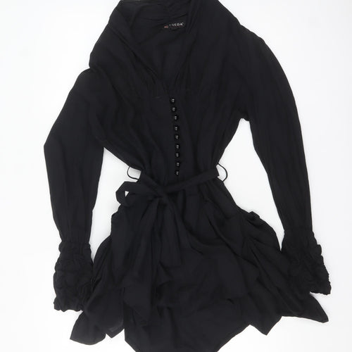 Tsega Women Black Size 14 Asymmetric Cotton Wrap Dress
