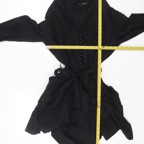 Tsega Women Black Size 14 Asymmetric Cotton Wrap Dress