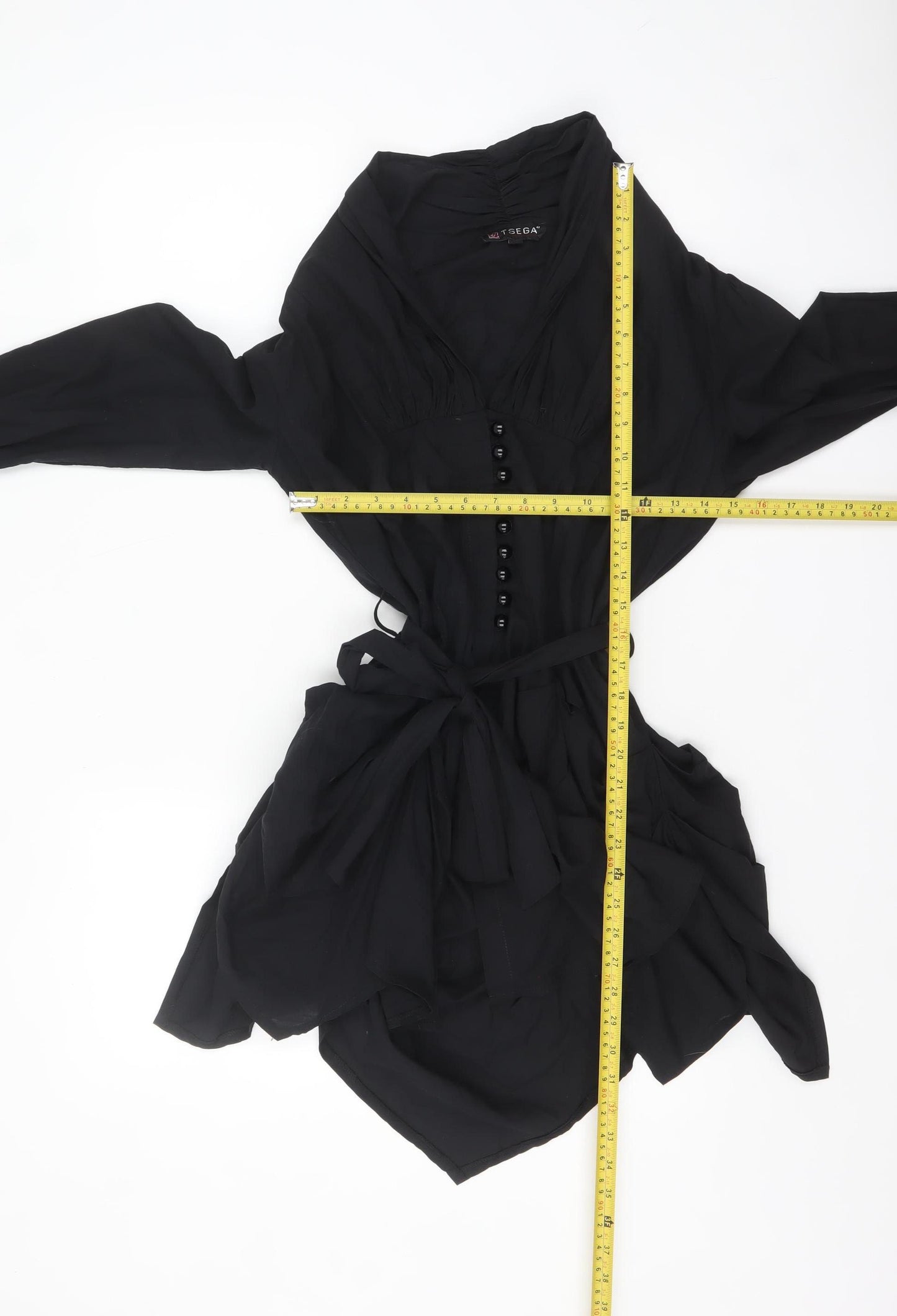 Tsega Women Black Size 14 Asymmetric Cotton Wrap Dress