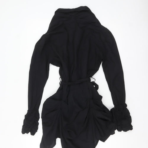 Tsega Women Black Size 14 Asymmetric Cotton Wrap Dress
