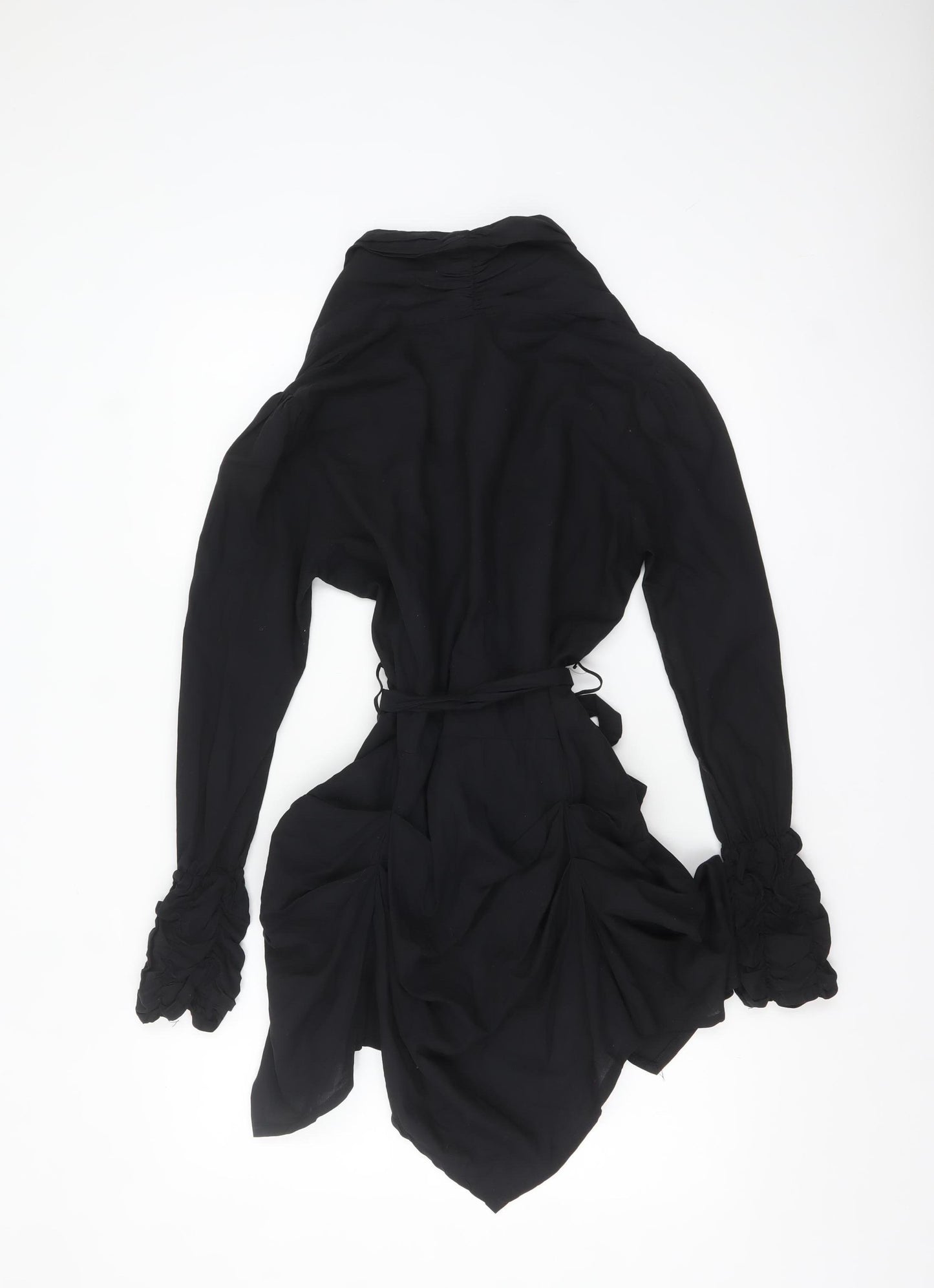 Tsega Women Black Size 14 Asymmetric Cotton Wrap Dress