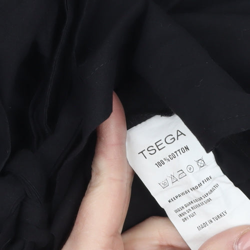 Tsega Women Black Size 14 Asymmetric Cotton Wrap Dress