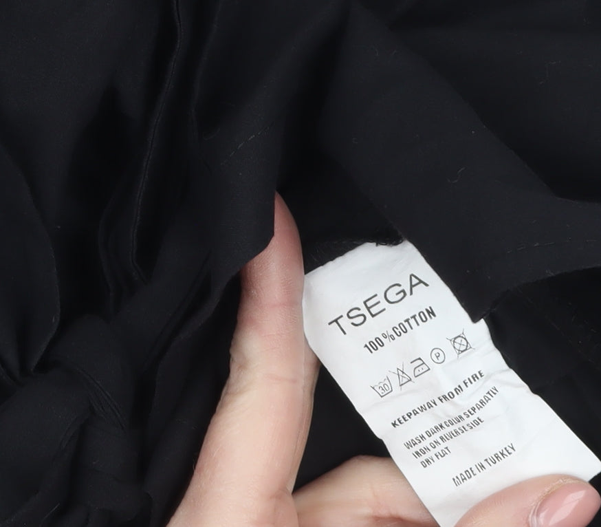 Tsega Women Black Size 14 Asymmetric Cotton Wrap Dress
