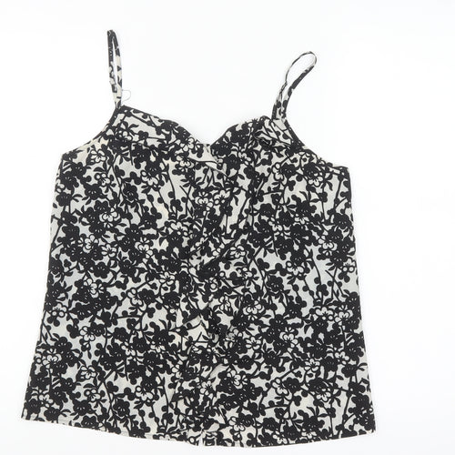 Oasis Women Black Floral Camisole Top Size 10 - Sleeveless Polyester
