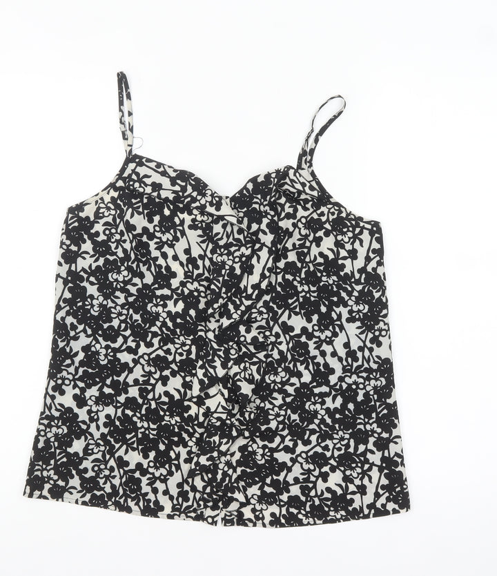 Oasis Women Black Floral Camisole Top Size 10 - Sleeveless Polyester