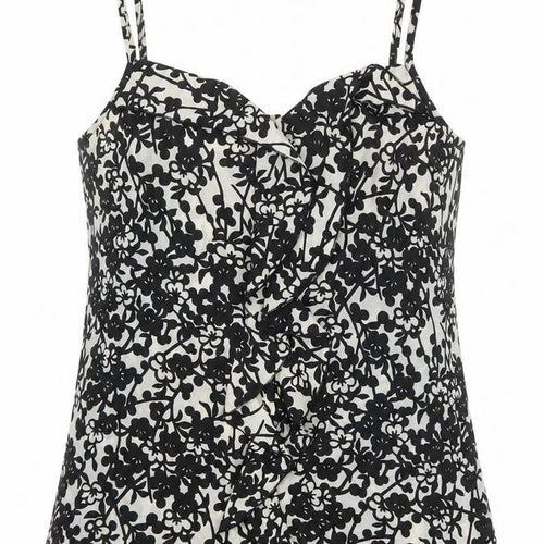 Oasis Women Black Floral Camisole Top Size 10 - Sleeveless Polyester