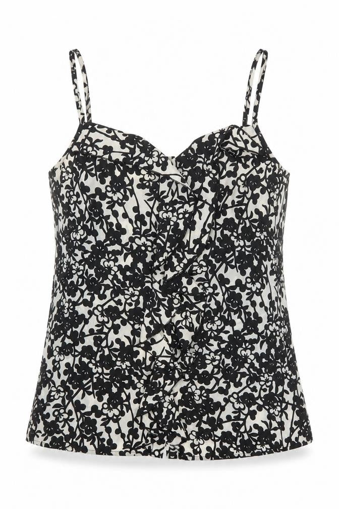 Oasis Women Black Floral Camisole Top Size 10 - Sleeveless Polyester
