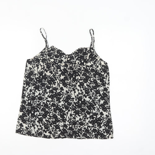 Oasis Women Black Floral Camisole Top Size 10 - Sleeveless Polyester