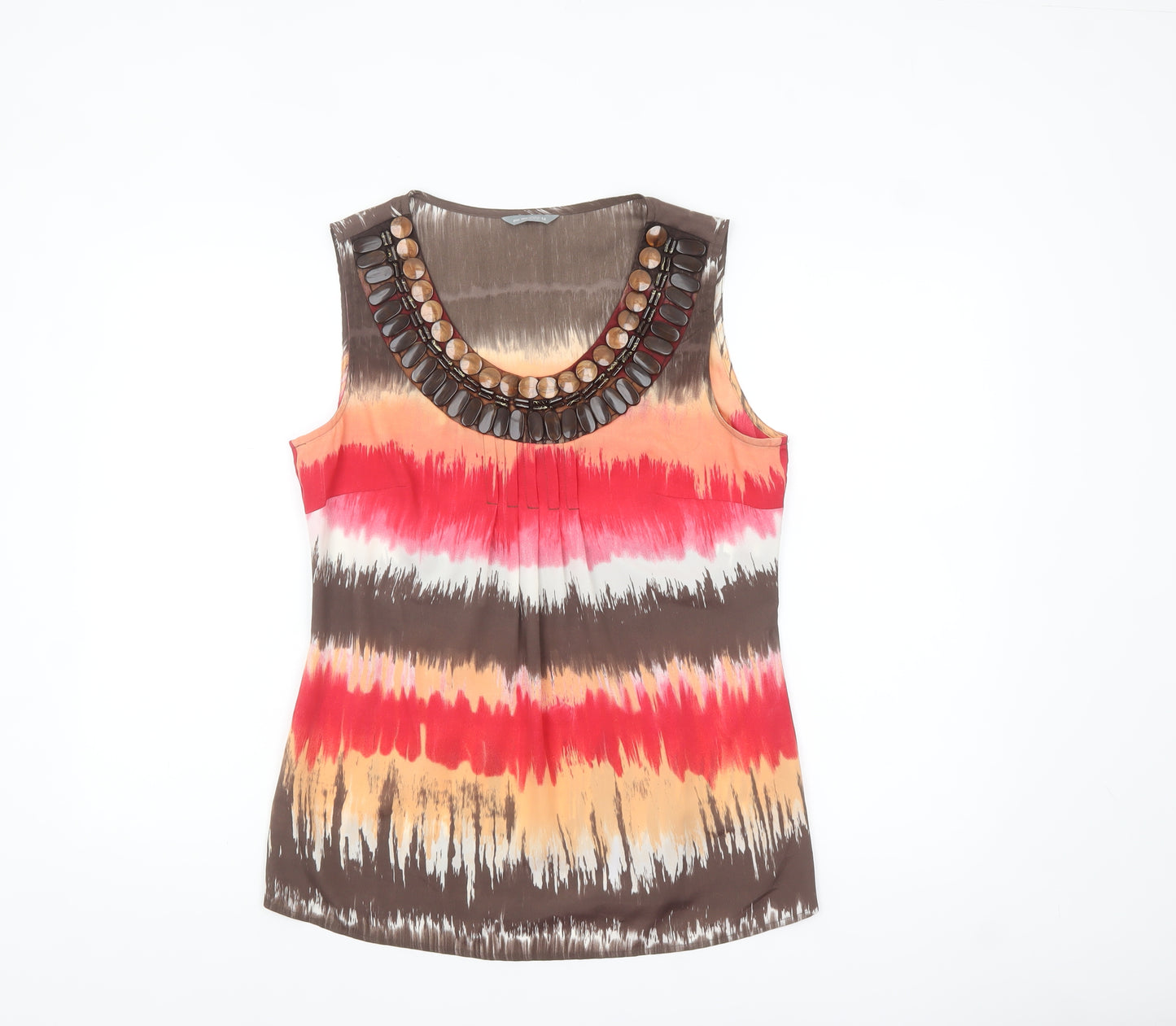Marks and Spencer Per Una Women’s Multicoloured Beaded Sleeveless Blouse Size 12