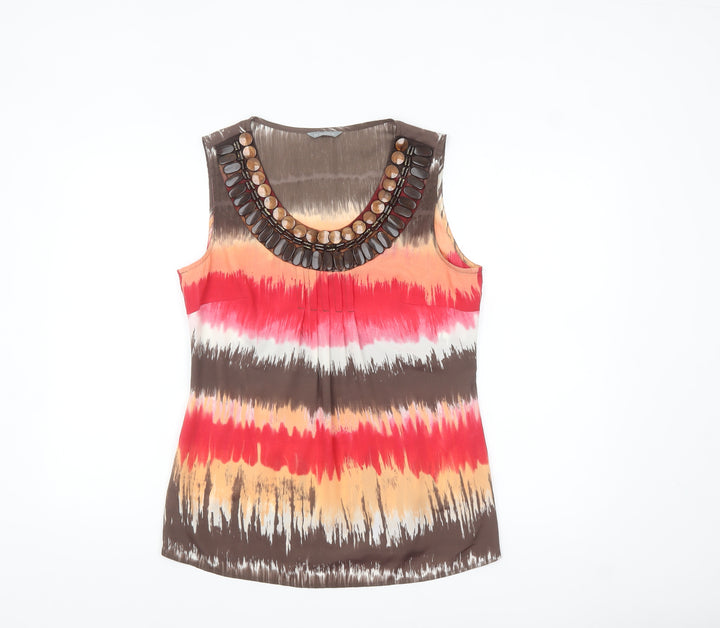 Marks and Spencer Per Una Women’s Multicoloured Beaded Sleeveless Blouse Size 12