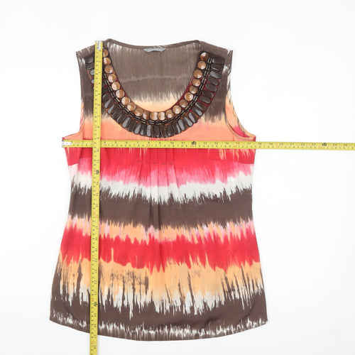 Marks and Spencer Per Una Women’s Multicoloured Beaded Sleeveless Blouse Size 12