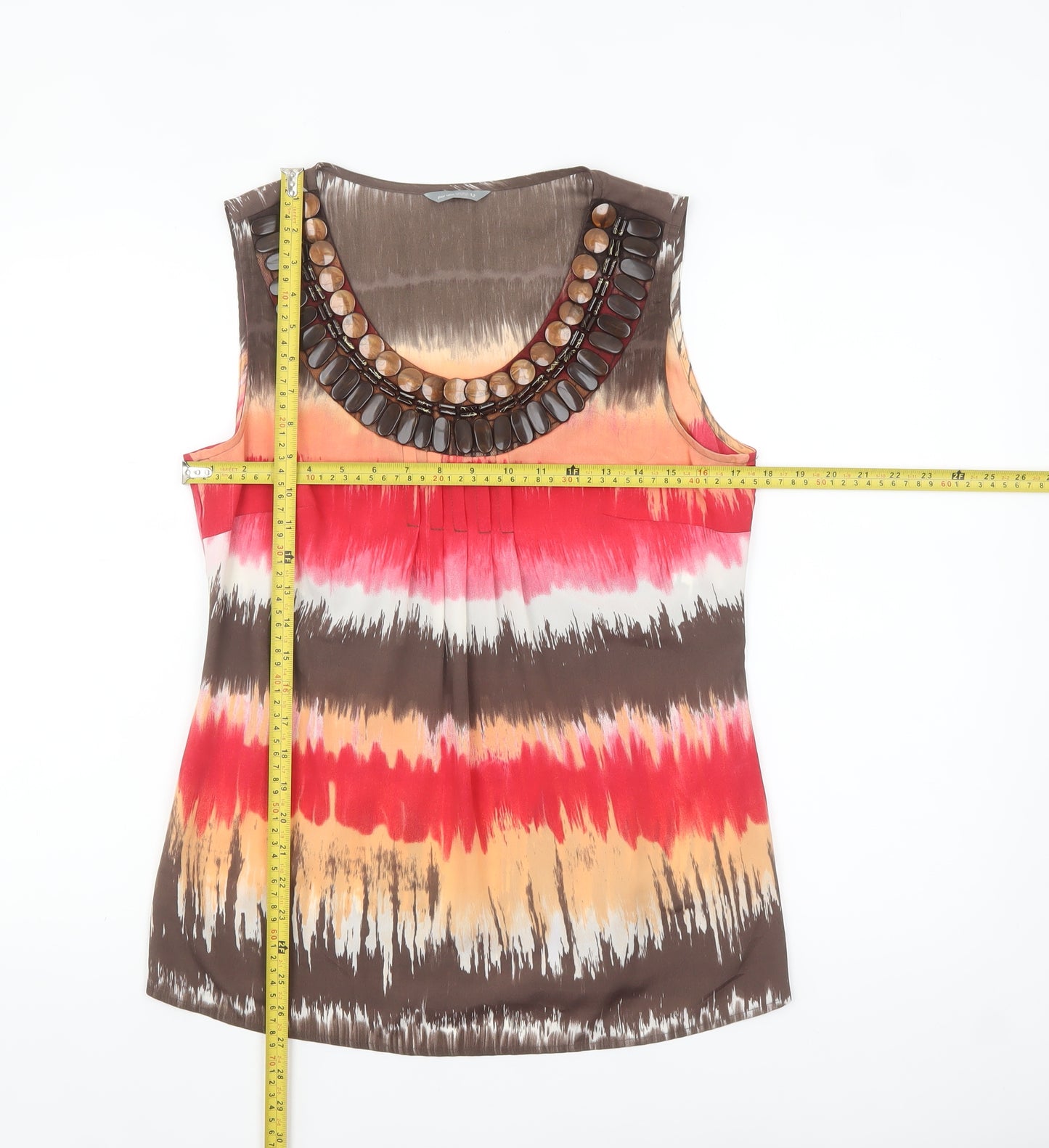 Marks and Spencer Per Una Women’s Multicoloured Beaded Sleeveless Blouse Size 12