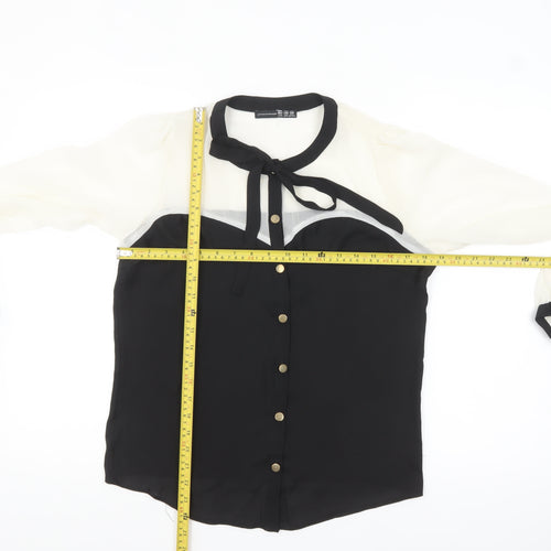 Atmosphere Women Black & White Bow Neck Chiffon Blouse UK 10