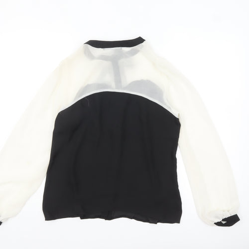 Atmosphere Women Black & White Bow Neck Chiffon Blouse UK 10